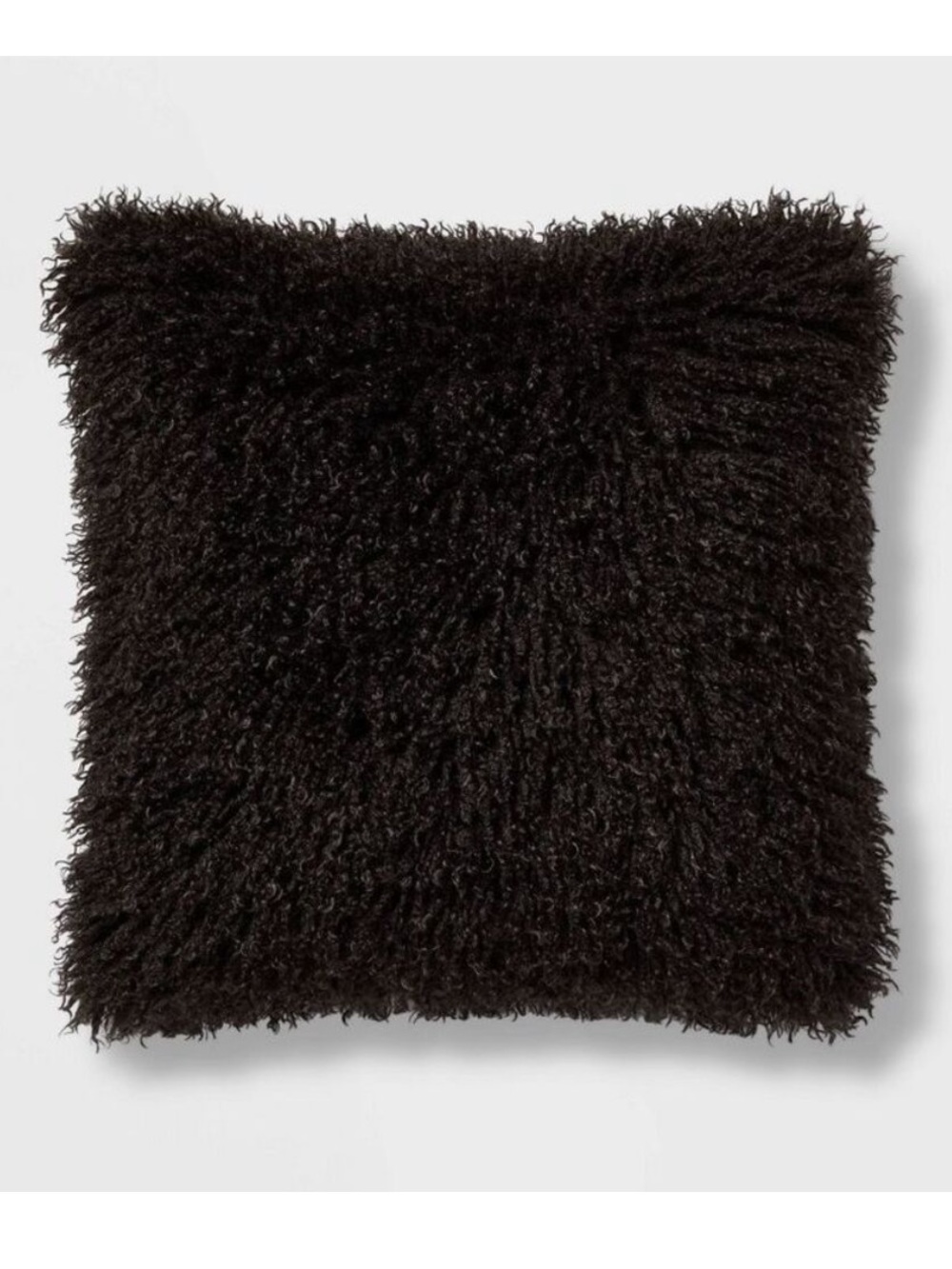Threshold Black Faux Mongolian Fur Decorative Accent Pillow